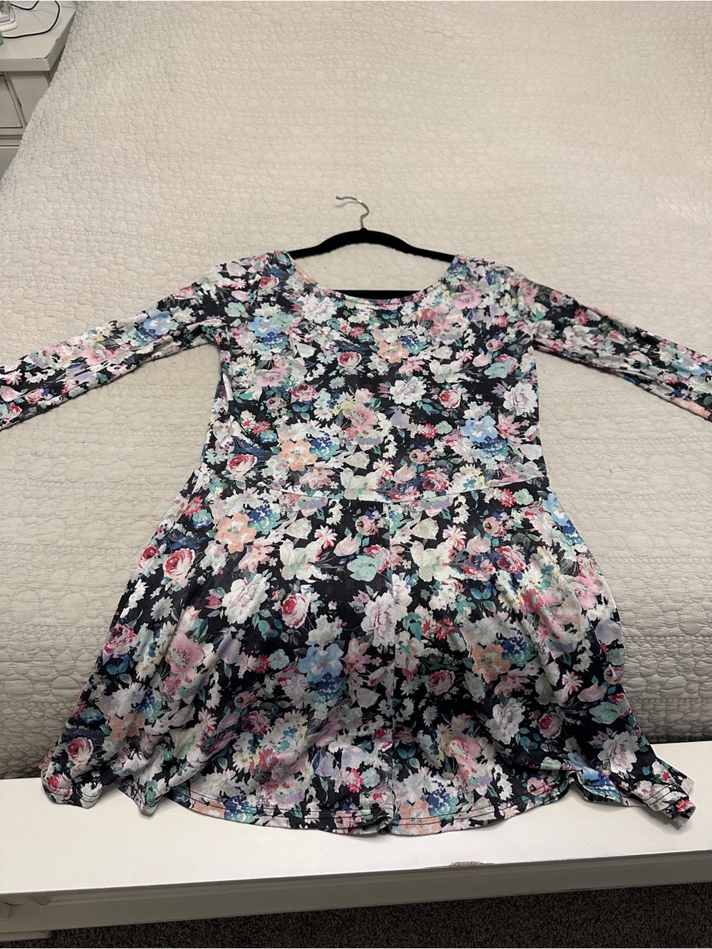 Floral Long-Sleeve Midi Dress - Black Multi